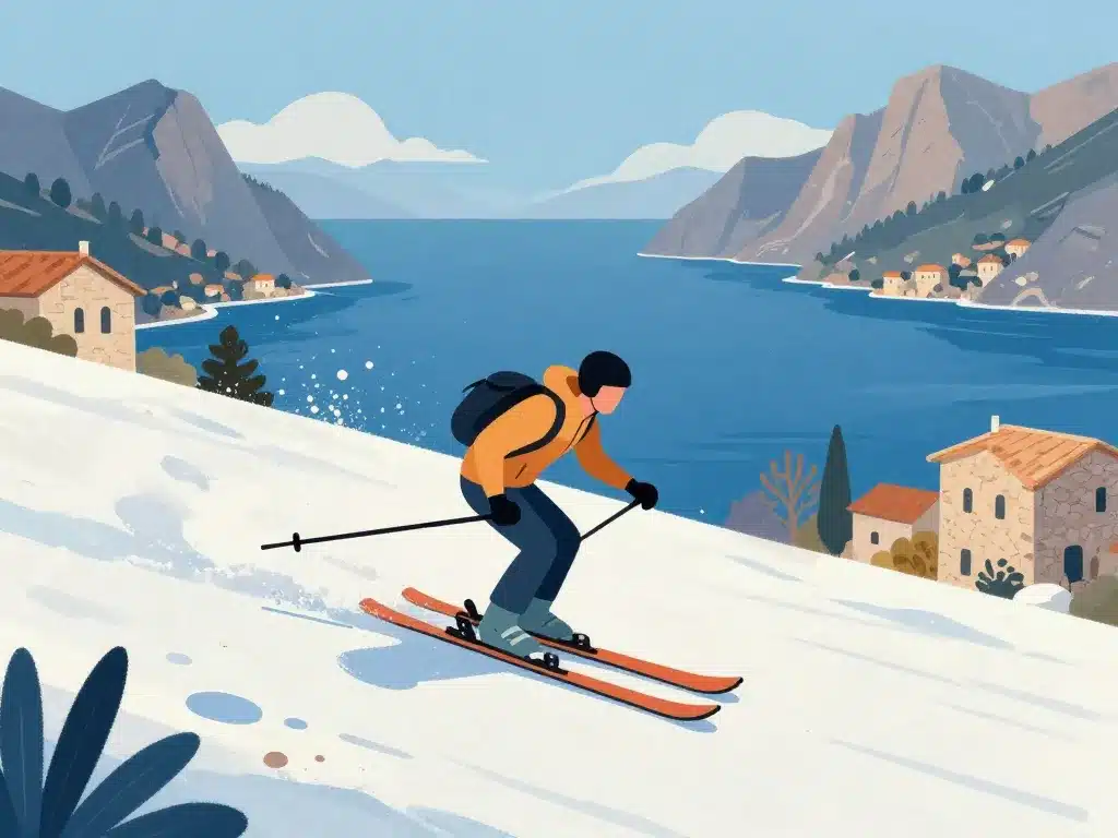 ski en corse mer montagne village