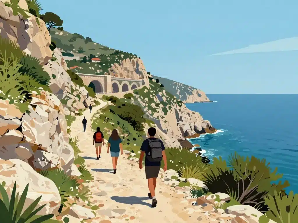 Accès viaduc de la calanque du Jonquier par sentier côtier méditerranéen