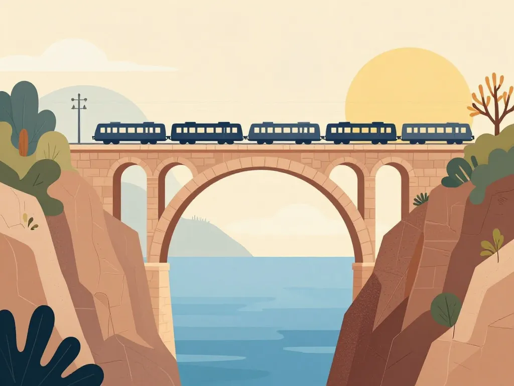 Viaduc de la calanque du Jonquier pont ferroviaire entre falaises et mer