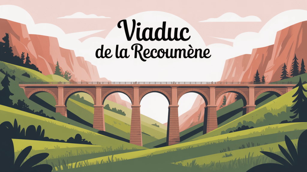 viaduc de la recoumène vu dans un paysage vallonné de haute-loire