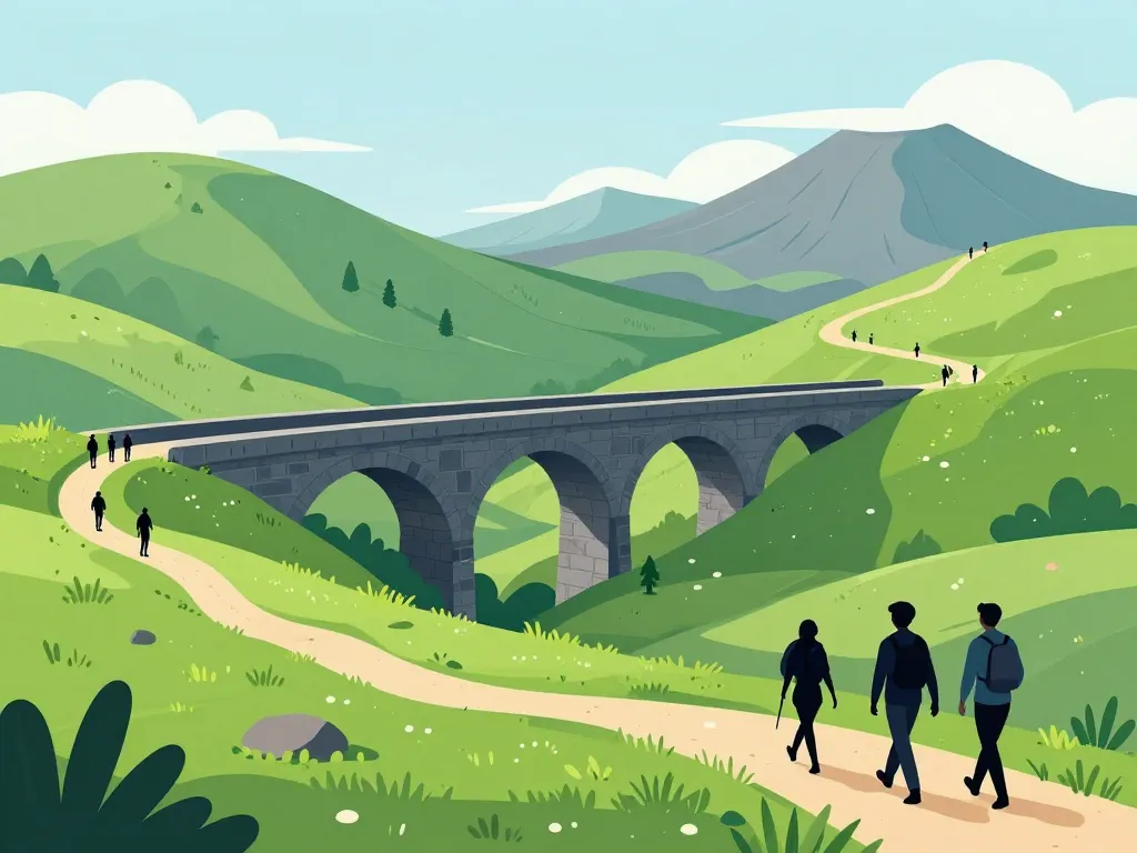 viaduc de la recoumène randonneurs sentiers paysages