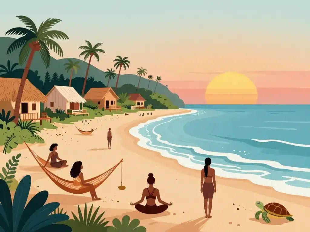 Scène Mazunte nature plages bohème yoga coucher de soleil