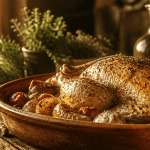 herbes de provence sur plat rustique