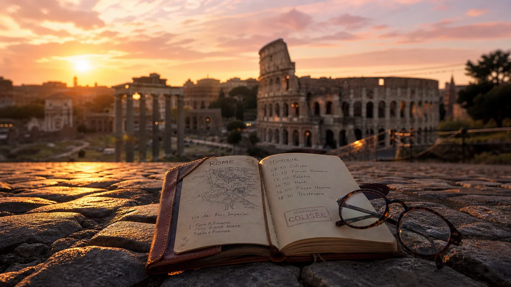 Que visiter à Rome : Colisée au coucher du soleil